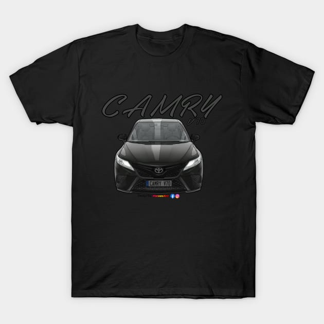 Toyota Camry V70 Black T-Shirt by PjesusArt